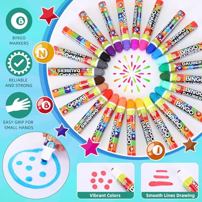 Crtiin 168 Pack Bingo Daubers 0.4oz in 24 Colors Dot Markers, Classic