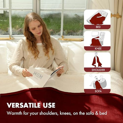 Electric Blanket Full Size Red, Soft Fast Heating, 1-10H Timer - color: 04 - Red, size: Full - 72" x 84"