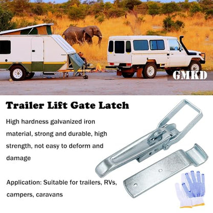 4Pcs Trailer Gate Latch Handle Parts, RV Trailer Lift Gate Latches, Utility Trailer Tailgate Latch Replacement Accessories for RV Camper Caravan - color: Silver-4