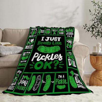 Pickle Blanket Super Soft Warm Pickle Fleece Throw Blanket I Just Really Like Pickle Women Girls Cozy Fluffy Lightweight Flannel Gifts Blankets for Men Adults 50"X40" - color: Pickle, size: 50"x40"
