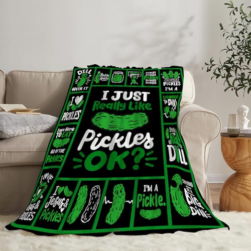 Pickle Blanket Super Soft Warm Pickle Fleece Throw Blanket I Just Really Like Pickle Women Girls Cozy Fluffy Lightweight Flannel Gifts Blankets for Men Adults 80"X60" - color: Pickle, size: 80"x60"