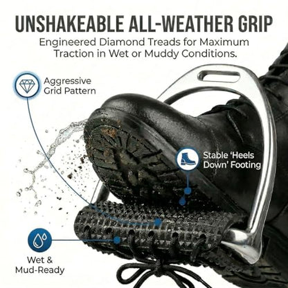 English Stirrup Pads Non Slip Rubber Treads with Shock Absorption Saddle-Safe Wrap Around Stirrup Iron Pads Horse Riding Gear for Safety Stirrups Jumping & Trail Riding 4.75"-1 Pair