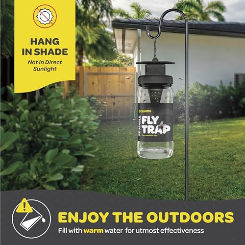 Outdoor Fly Trap [4 Pack] Fly Traps Outdoor with Dissolvable Non-Toxic Bait - Fly Repellent for Outdoor Use Only - Controls Flies for Patios, Barns, Ranches Etc. Hanging Fly Traps with Tie Included - size: 4 Pk