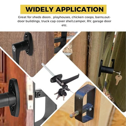 6" L-Handle Lock kit-Hurrikom Shed Door Latch with 5 Keys, 6" Stem Shed T-Handle Lock Kit for Sheds Doors, Playhouses, Chicken Coops,Camper, RV, Garage Door(Black) - size: 6.0 inch-L