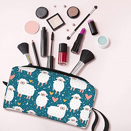 Cute Sheep Love Travel Makeup Bag Cosmetic Organizer Zipper Pouch