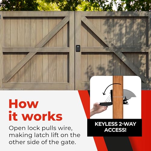 Gate Lock XLB – Secure Keyless Fence Lock and Latch with 2-Way Access – Strong Durable System for Theft Prevention and Home Security, Easy Installation on Wood or Vinyl Gates/Fences - style: XLB - Heavy duty