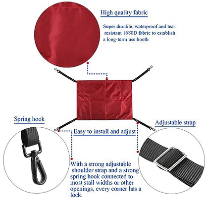 Horse Stall Guard with Swivel Snap Hook,Horse Stall Aisle Guard Fence with Ajustable Straps Strong Metal Push Gate Clip Equestrian Products - color: Red
