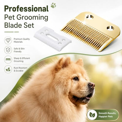 2 Set Replacement Clipper Blades 1037-400 Compatible with Wahl 30-15-10,Professional Animal Standard Adjustable Blade Set,Ceramic Dog Blade Set