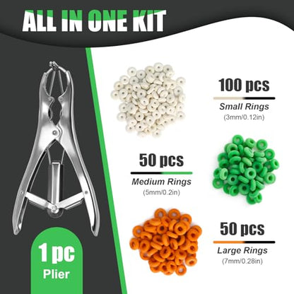 Goat Banding Kit, Stainless Steel Expander Tool 200pcs 3-Size Rubber Bands - color: silver, size: Small
