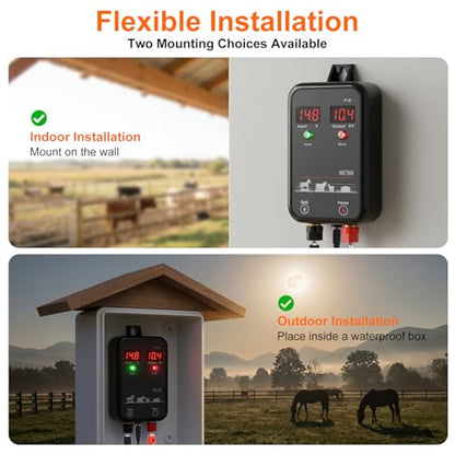 5 miles Electric Fence Charger,10kV 1J DC AC Electric Fence Energizer with LED Indicator,Powerful Plug-in Portable Electric Fence Kit for Livestock,Prevent Wild Animals Intrusion for Livestock Poultry