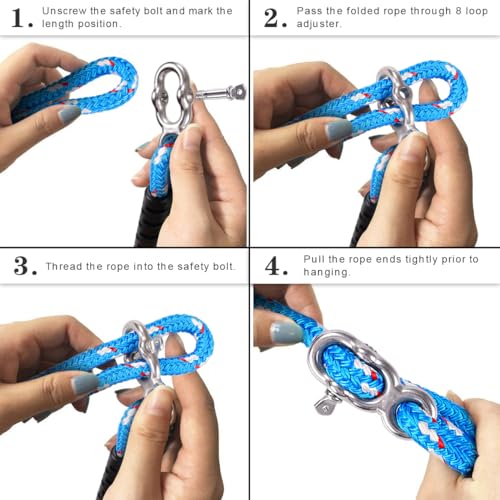 SELEWARE 3ft Tree Swing Rope, Adjustable Hammock Straps Hanging Kit - color: Blue-1 Pack, size: 3ft
