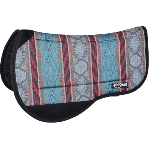 Reinsman Contoured Trail Pad with Breathable Non-Slip Tacky Too Bottom - Comfortable Durable Shock-Absorbing Stain & UV Resistant Horse Saddle Pad with Spine Relief Channel - 30" L x 34" D - color: Diablo Teal