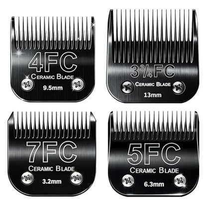 Dog Grooming Clipper Blades Replacement Compatible with Andis Dog Clipper - size: Black(3FC+4FC+5FC+7FC)
