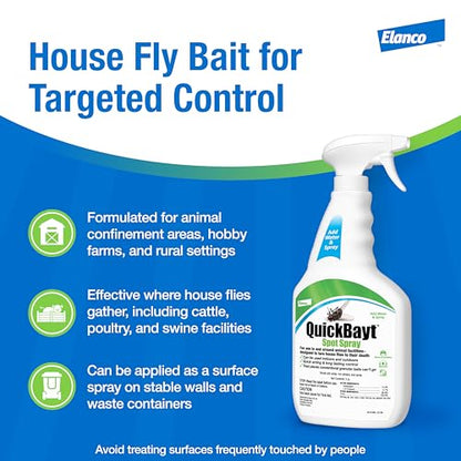 QuickBayt Spot Spray | Premise Spray for Recreational Farms and Rural Environments | Controls Flies | 3oz Bottle - size: 3 Ounce (Pack of 1)