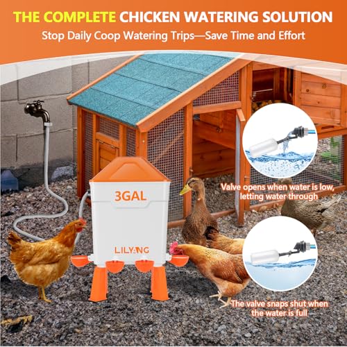 Lilyang Automatic Chicken Waterer 3 Gallon, Auto Water Refill