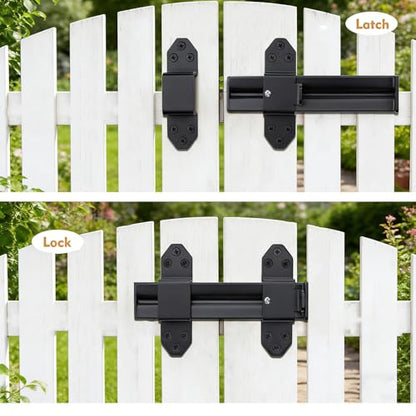 Heavy Duty Slide Bolt Gate Latch,Gate Latch Lock with Padlock Hole,Gate Latch for Wooden Fences, Barn Doors, Sliding & Swing Gates, Outdoor Sheds & Courtyards, Matte Black(2Pack) - color: Black (2Pack)