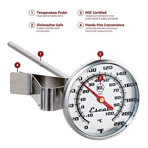 Escali AH3 NSF Certified Commercial Instant Read Large Dial Thermometer W/Clip, Silver - style: Large Dial