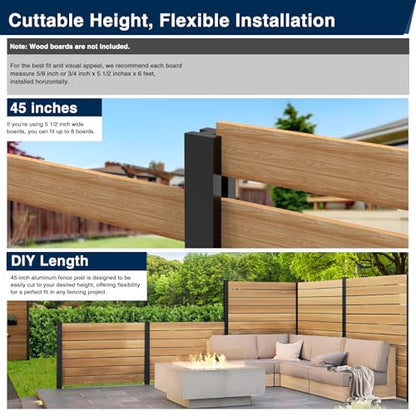 45" Aluminium Privacy Fence Line Post, 2 Pack - color: 2 Pack 180 Degree