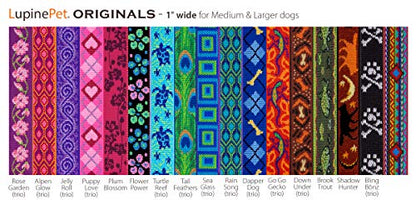 LupinePet Originals 1" Flower Power 2-Foot Traffic Lead/Leash for Medium and Larger Dogs - size: 1" wide; 2-ft long