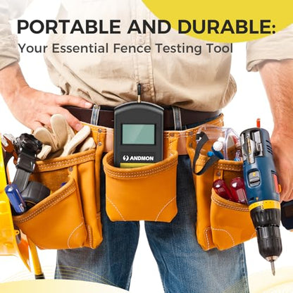 Andmon Versatile Electric Fence Tester, Battery Testing with Large LCD Display, Digital Electric Fence Voltage Tester, Accurate Testing Range 0 to13000V, Portable Design