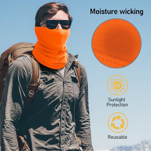 TICONN Neck Gaiter for Men Women, Cooling Bandana Face Mask Cover Gator - color: Orange-2pk, style: Quick Dry