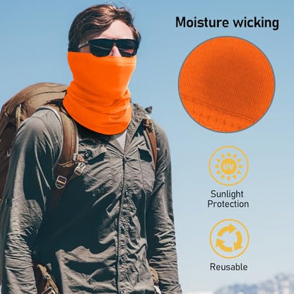 TICONN Neck Gaiter for Men Women, Cooling Bandana Face Mask Cover Gator - color: Orange-2pk, style: Quick Dry
