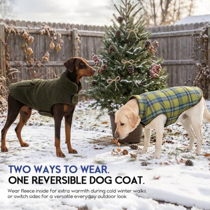 ASENKU Dog Winter Coat, Reversible Dog Jacket for Small Medium Large Dogs - color: Army Green, size: Small