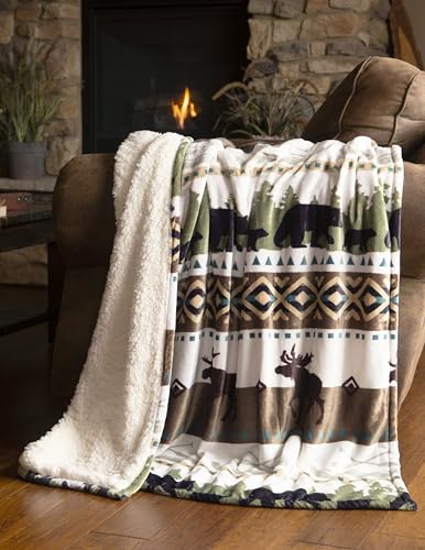 Carstens, Inc. Ultra Premium Super Soft Plush Sherpa Fleece Oversized Throw Blanket 54" x 68", Hidden Lake - color: Hidden Lake