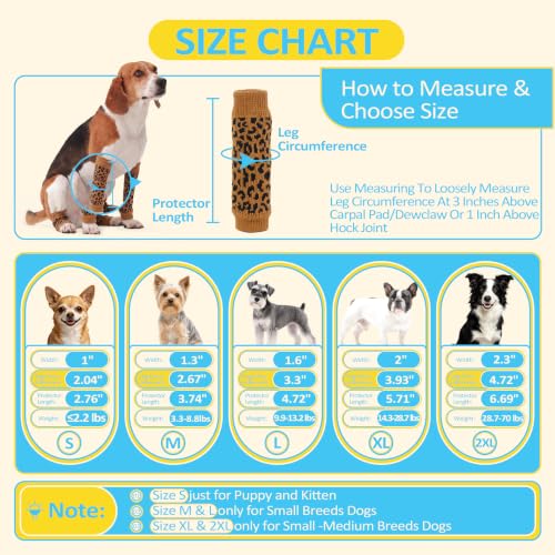 4 PCS Dog Front Leg Sleeve Rear Legs to Stop Licking Scratching Wound - color: Leopard Print, size: S-Leg Girth: 2.04in