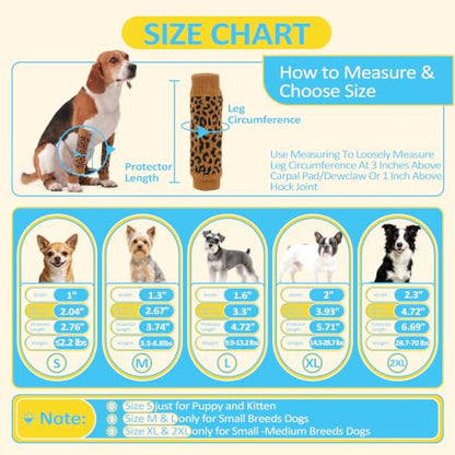 4 PCS Dog Front Leg Sleeve Rear Legs to Stop Licking Scratching Wound - color: Leopard Print, size: S-Leg Girth: 2.04in
