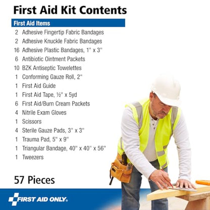 First Aid Only 6060 All-Purpose 10-Person Emergency First Aid Kit for Business, Worksite, Home, and Car, 57 Pieces - style: Aid Kit