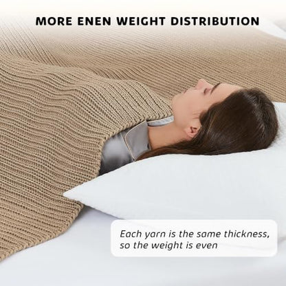 L'AGRATY Knitted Weighted Blanket 50"x60" 7lbs for Adults Cooling - color: Beige, size: 50" x 60" | 7 lbs