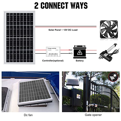 ECO-WORTHY 10W Solar Panel Battery Charger Portable for Charging 12V Battery or Vehicle Gate Opener,Electrical Fence Chicken Coop Lawn Tractor Boat - size: 10W Panel