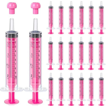 TrelaCo 20 Pack 10ml Oral Syringes with Cap Plastic No Needle, Pink | Measuring Dispensing for Liquid Medication, Individually Sealed, Pet Feeding Lab Sample, Clear Graduated Markings,Halloween - size: Pink