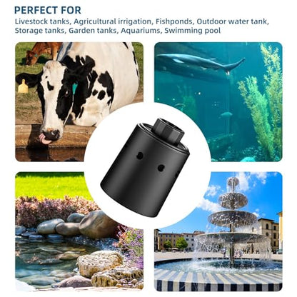 Water Tank Float Valve, Automatic Water Level Control FloatValve, WaterTrough Float Valve for Livestock, Pools, Ponds - Nylon Resin Black