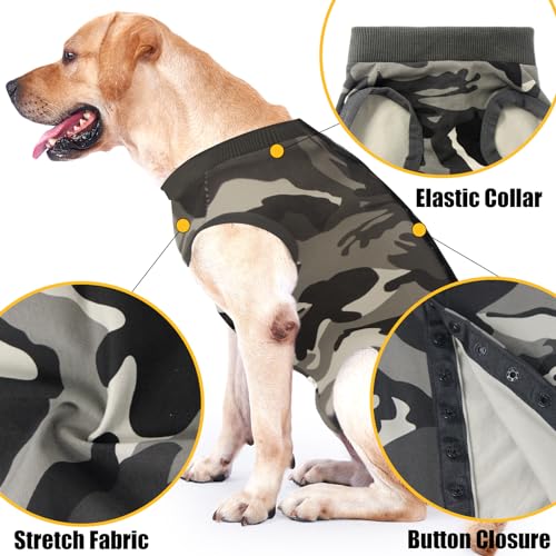 Dog Recovery Suit Abdominal Wound Puppy Surgical Clothes Post-Operative Vest Pet After Surgery Wear Substitute E-Collar & Cone(M, Camouflage) - color: Camouflage, size: Medium (Pack of 1)