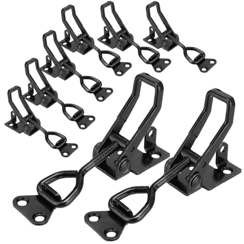 8Pack Heavy Duty Toggle Clamp Latch 4003 Style, Black Toggle Clamps | 1320lb Capacity Pull Clamp Adjustable Quick Release Hasp Clamps,Metal Toggle Latches Catch for Smoker Door Tool Box Trunk Jig - color: Black-8pcs