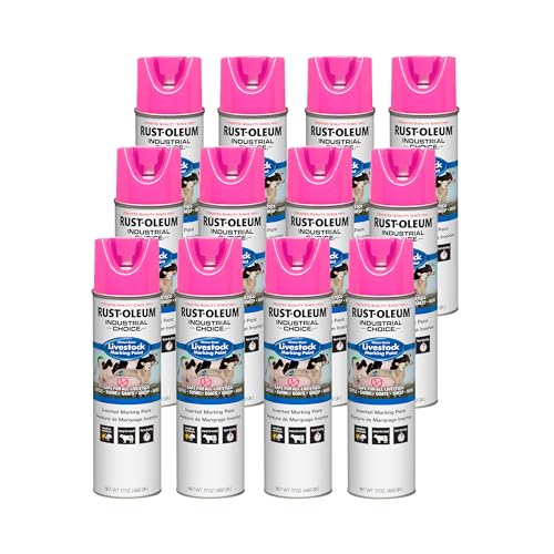 Rust-Oleum Livestock Marking Spray Paint, Fluorescent Pink | 17oz livestock marking paint. Safe temporary marking for cattle, hogs & sheep; bright fluorescent, weather-resistant, easy.