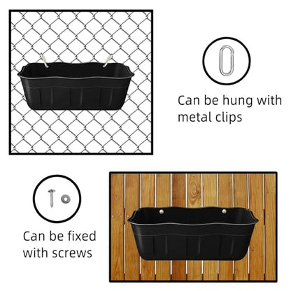 Hanging Chicken Feeders,Duck Feeder Waterer,Small Feed Trough 1.3 Quart 2 Pack,Hanging Fence Feed Trough for Poultry,Black - color: Black, size: 1.3 Quart (2 Pack)