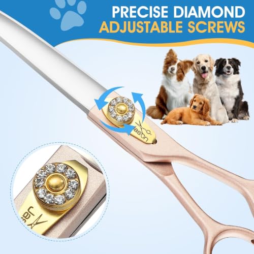JASON Curved Dog Grooming Scissors - 7 Inch Professional Shears Rosegold - color: Rosegold, size: 7