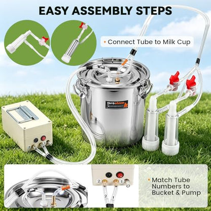 2 in 1 7L Electric Milking Machine with 4 Cow Teat Cups & 2 Goat Teat Cups
