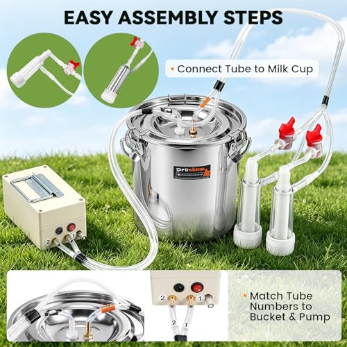 2 in 1 7L Electric Milking Machine with 4 Goat Teat Cups & 2 Cow Teat Cups