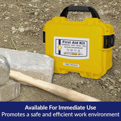 MFASCO Waterproof OSHA Class A First Aid Kit for Worksites & Construction - color: Yellow