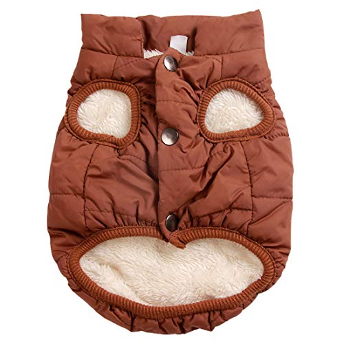 JoyDaog Fleece Lined Dog Jacket for Medium Dogs,Winter Dog Coat,Brown L - color: Brown, size: Large