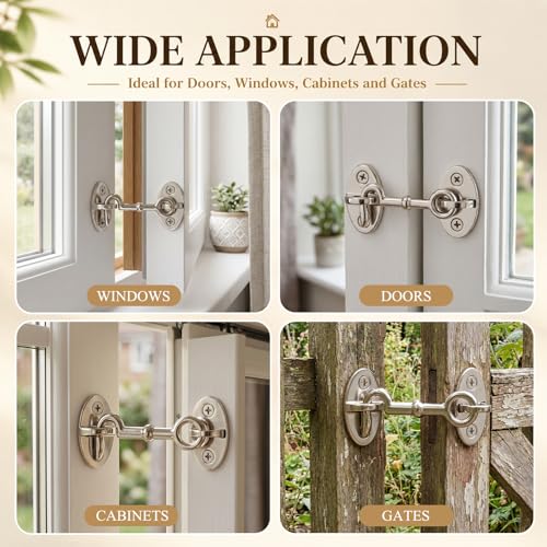 2 Pieces 2.75 Inch Brass Hook and Eye Latch Gate Door Latch, Satin Nickel - color: Satin Nickel, size: 2.75 Inch