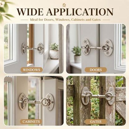 2 Pieces 2.75 Inch Brass Hook and Eye Latch Gate Door Latch, Satin Nickel - color: Satin Nickel, size: 2.75 Inch