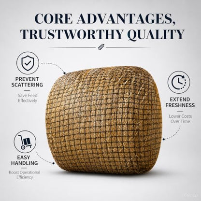 7 * 7ft Round Bale Hay Net 1.75" Knotless Slow Feed Hay Net, Heavy Duty Hay Saver Net Holds 800 lbs, UV Resistant Horse Hay Net for Round Bales, Horses, Cattle, Goats & Sheep - color: 7*7FT