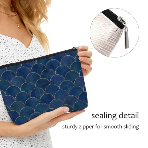 Scale Pattern Makeup Bag Navy Blue Cosmetic Bag - color: Multicolor 1603