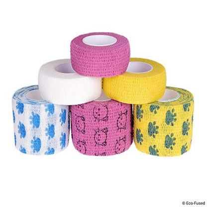 Eco-Fused Self Adhering Bandage - Injury Wrap Tape for Cats - Pack of 6 - Supports Muscles and Joints - Does not Stick to Hair - Elastic, Water Repellent, Breathable - Relieves Stress - color: For Cats - 6 Pack