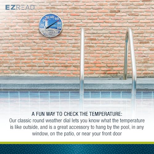 EZREAD Hanging Dial Thermometer 840-1215 Weather Thermometers for Indoor and Outdoor Use, Large 12.5 Inch Diameter, Easy to Read Numbers, Lighthouse - color: Lighthouse
